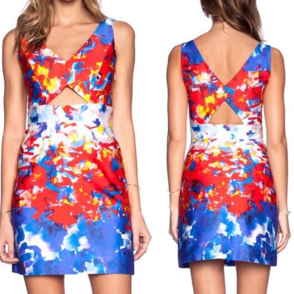 Milly watercolor mini dress with cut out details 2 - Picture 1 of 9